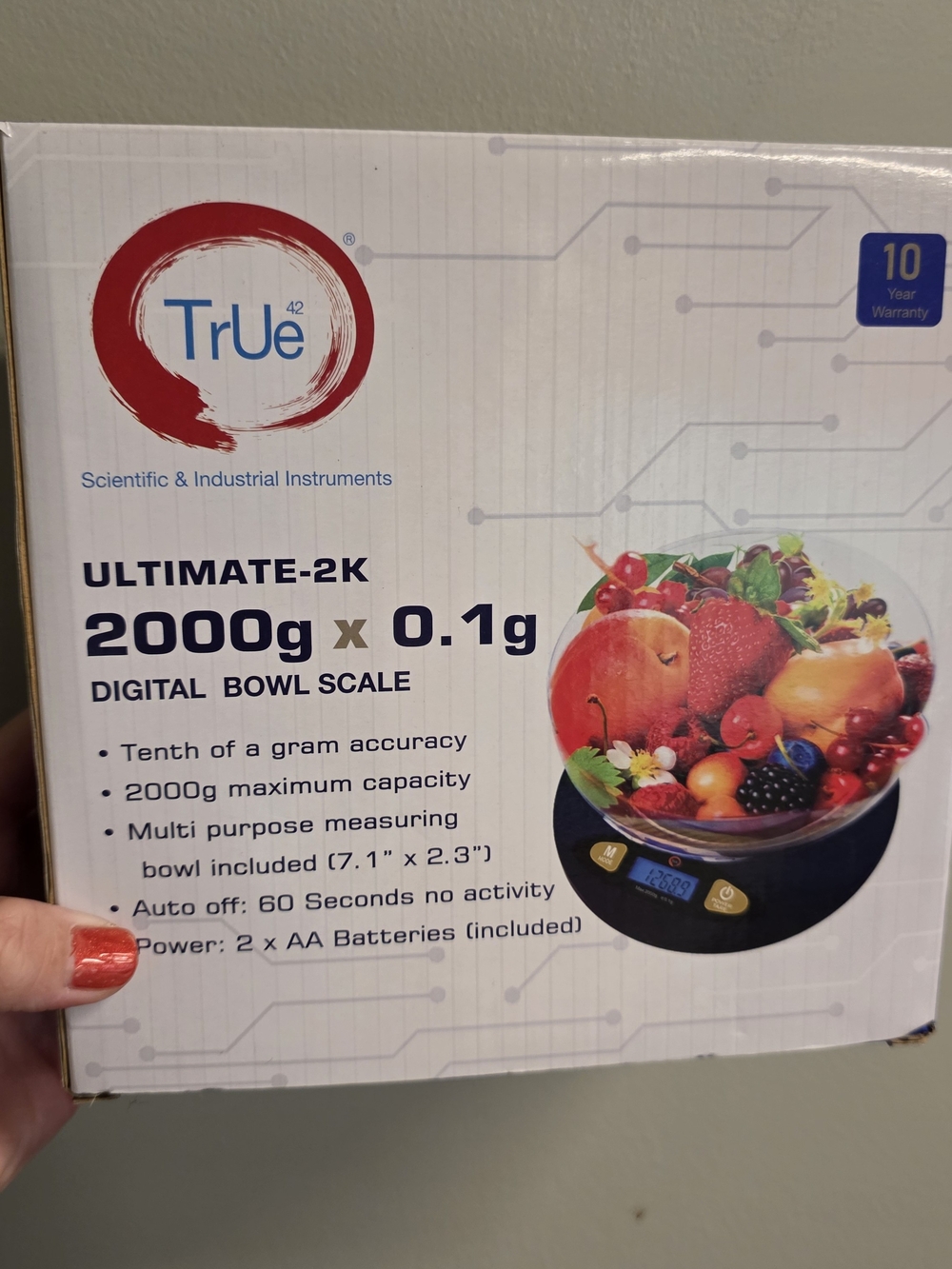 NIB True 42 Ultimate-2K Digital Bowl Scale 2000g x 0.1g Precision Kitchen Scale